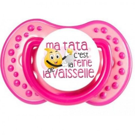 Tétine de bébé ma tata c'est la reine de la vaisselle mauve