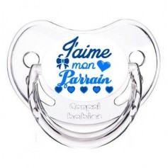 Tétine de bébé j’aime mon parrain petits cœurs garçon