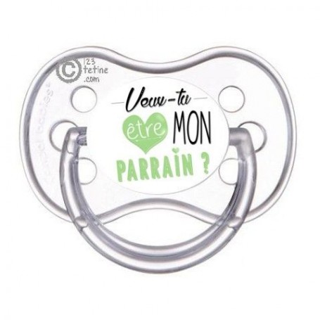 Tétine de bébé veux-tu être mon parrain flèche