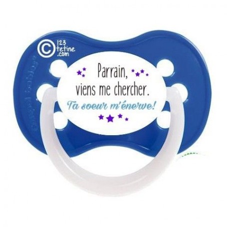 Tétine de bébé parrain viens me chercher ta sœur m’énerve étoiles garçon
