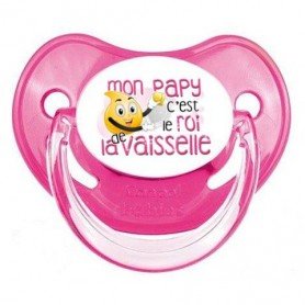 Tétine de bébé mon papy c’est le roi de la vaisselle rose