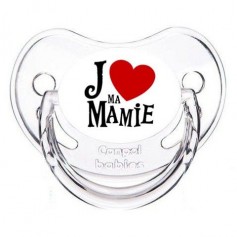 Tétine de bébé j’aime ma mamie cœur rouge
