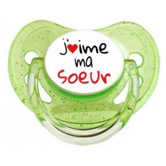 Tétine de bébé j’aime ma sœur cœur rouge
