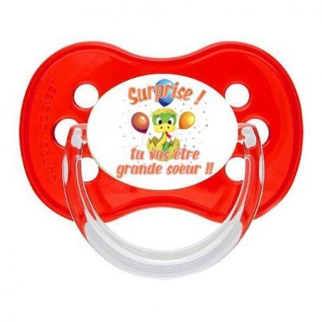 Tétine de bébé surprise tu vas être grande sœur éclosion garçon