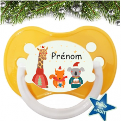 Tétine personnalisée girafe et ses amis de noël