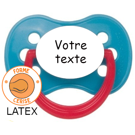 Tétine personnalisée cerise Continent bleu rouge latex