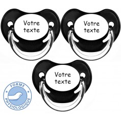 Lot de 3 Tétines personnalisées chupa noir (physiologique)